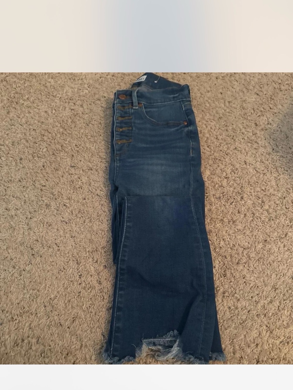 LOFT Dark Blue Bootcut High-Rise Button-Fly Jeans